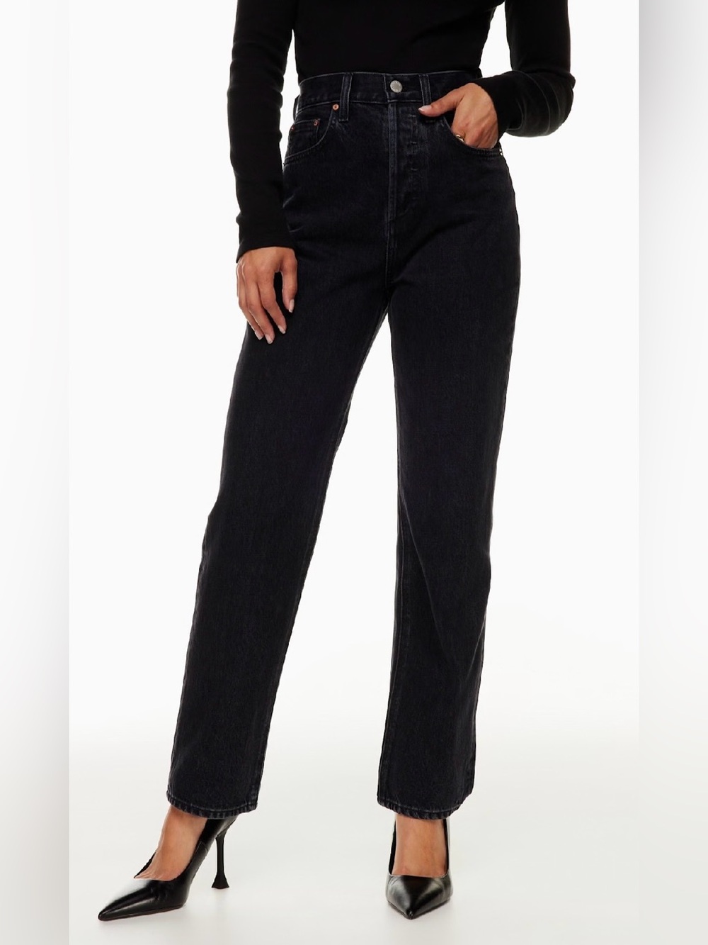 Aritzia Denim Forum The Joni High Rise Loose Jeans Black Size 23